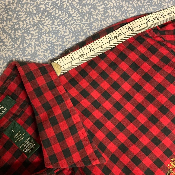 Lauren Ralph Lauren Red Black Checkered Button Down Large Crest Logo Size Large - Picture 9 of 12